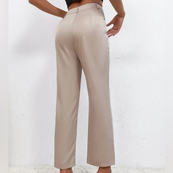 Khaki Petite Seam Detail Flare Leg Pants - Picture 2 of 9